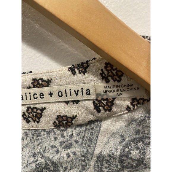 Alice + Olivia Zia Caftan Mini Dress in Multi Size Small Chevron Size SP - Picture 5 of 7